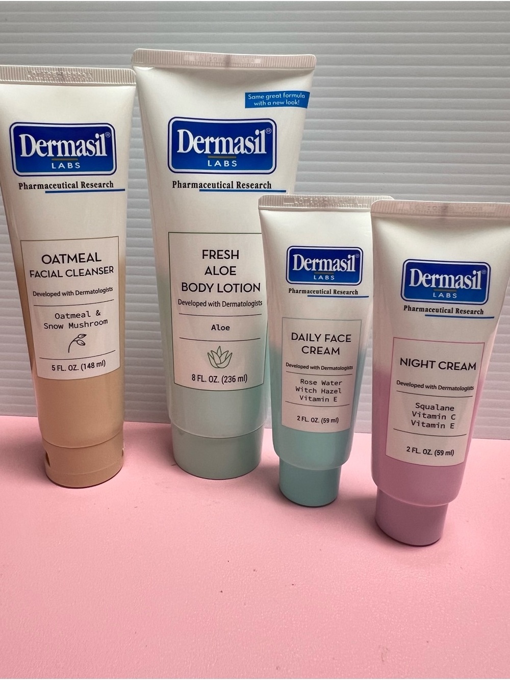 Dermasil Fresh Aloe Body Lotion & Face Cleanser, Creams Bundle. NEW